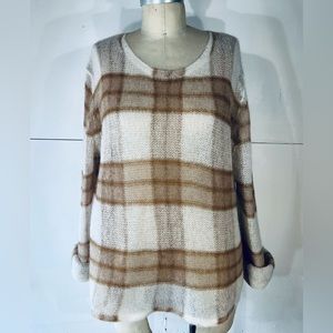 Vince Alpaca Plaid Sweater in Wooden Window XL NWT